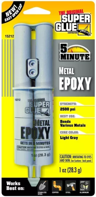 Qty 1 x 1oz Tubes The Original Super Glue 5 Minute Metal Epoxy