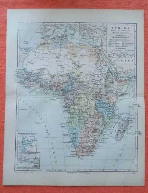 AFRIKA KOLONIEN DOA POLITISCHE ÜBERSICHT Kamerun Historische Landkarte 1895