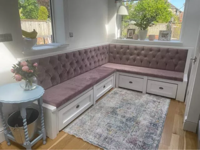 Upholstered Banquette Unit With Storage Drawers