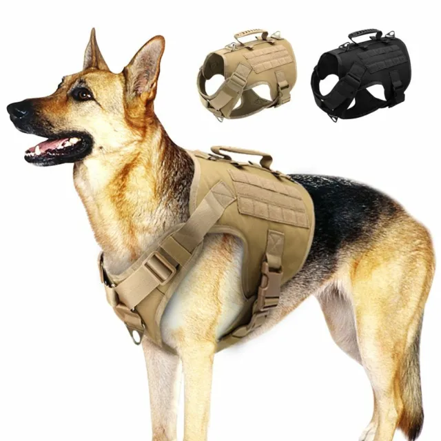 Tactical Dog Harness Military Training Pet Vest Molle Harnesses K9 Leash Handle