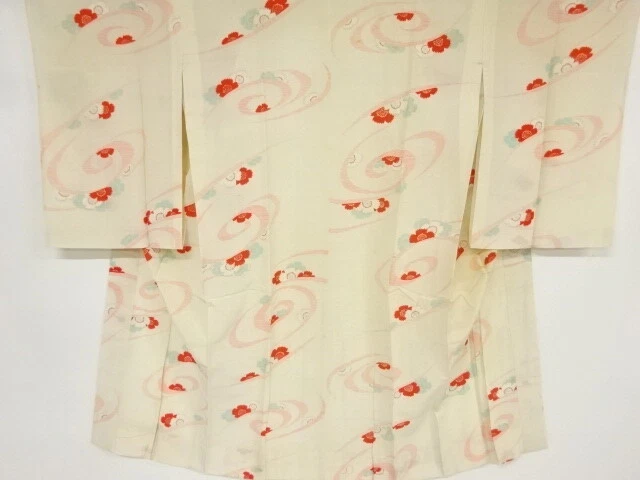 81358# Japanese Kimono / Antique Hitoe Juban / Stream With Nadeshiko Flower