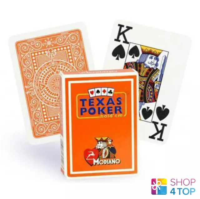 Texas Poker Maison Em Orange Jouer Cartes Pont Modiano Jumbo Index Taille Neuf