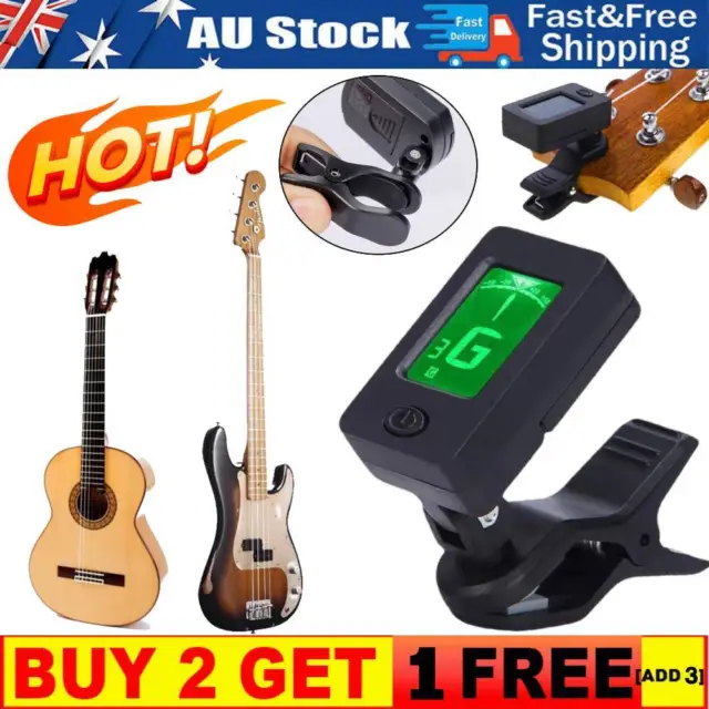 Digital Chromatic LCD Clip On Tuner For Guitar Ukulele Violin Acoustic Electric✅