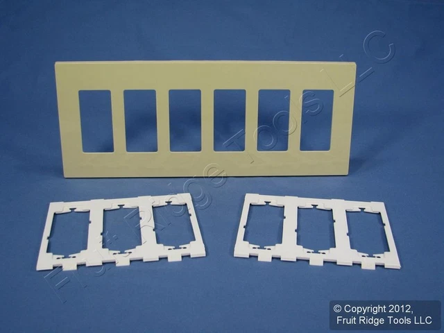 New Leviton Ivory 6-Gang Midway Decora SCREWLESS Wallplate LARGE Cover SJ266-SI