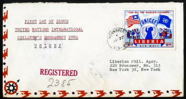 Liberia Stamps # C77 First Day Cover Rarity On Cover Registered Back Stamped