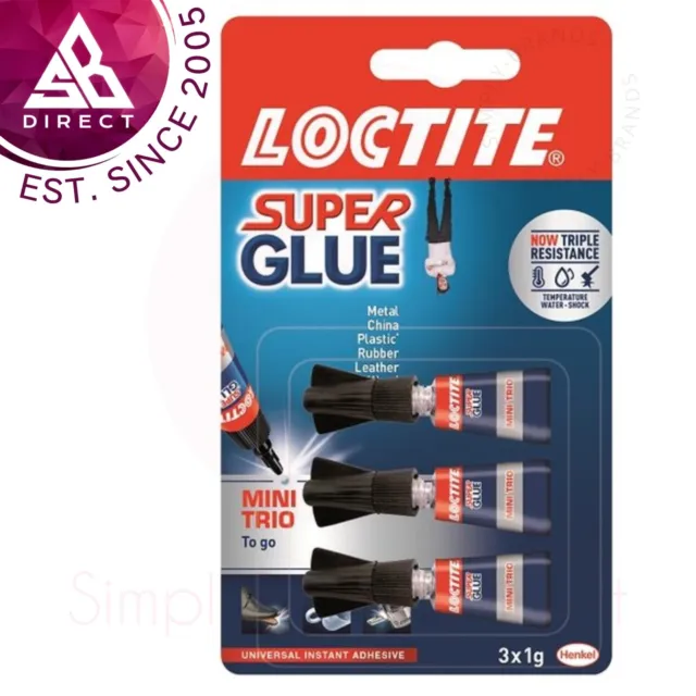 Loctite Super Glue Mini Trio │ Universal Sofort Klebend │Wasserfest │ 3 X 1g