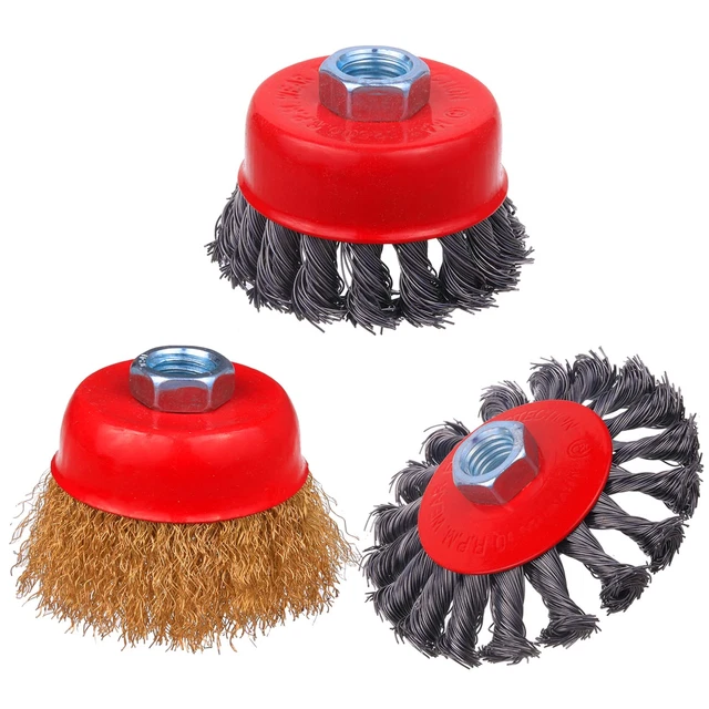 4" Wire Wheel Cup Brush,  Coarse Twisted Knotted Wire Wheel for Angle G