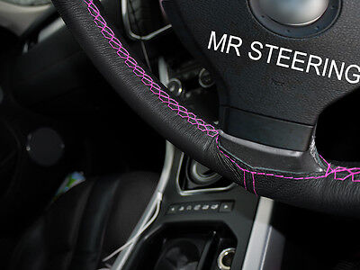 For 01-08 Fiat Stilo True Leather Steering Wheel Cover Hot Pink Double Stitching
