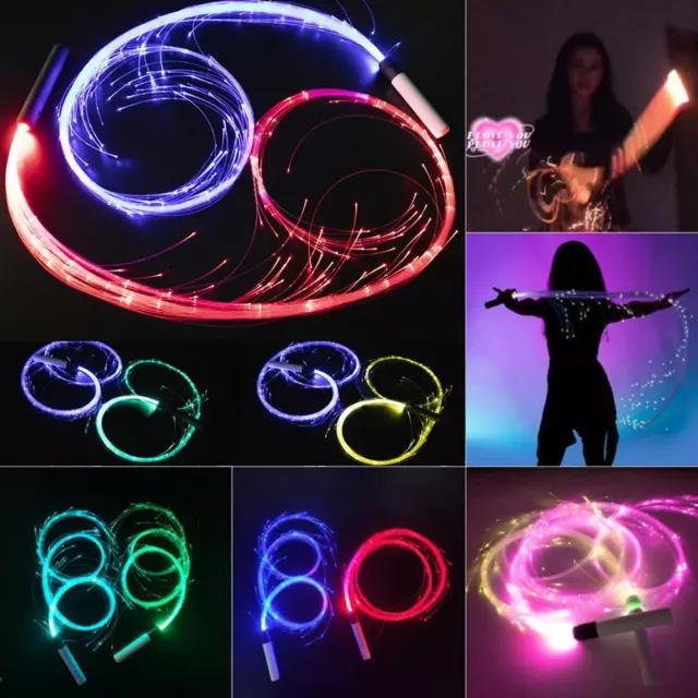 Whip-360° RGB LED girevole in fibra ottica LED luminoso giocattolo rave flow dance I0O4