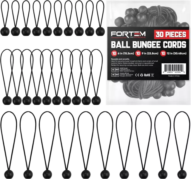 30 Pack Heavy Duty Ball Bungee Cords