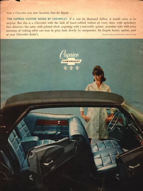 1965 Chevrolet Caprice 8.5x11 Vintage Paper Print Ad