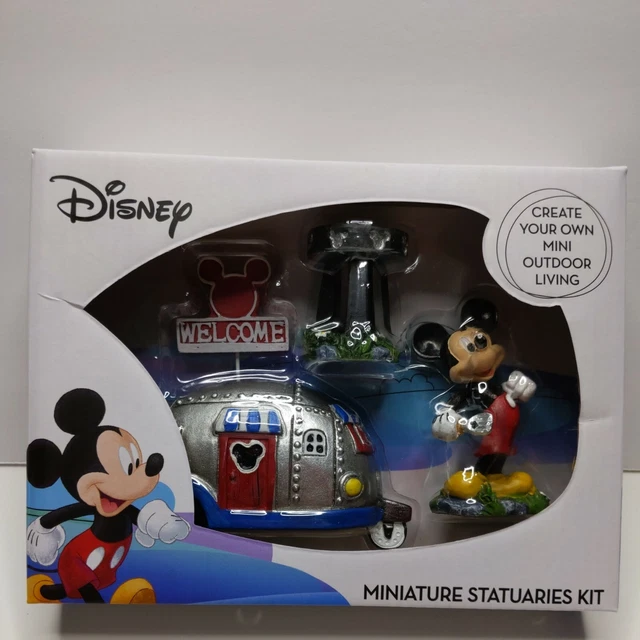 DISNEY MINIATURE STATUARIES Kit MICKEY Mouse Camper Fairy Garden NIB £