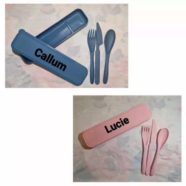 Personalised Cutlery Set Picnic Travel Day Out Gift Camper Camping Half Term