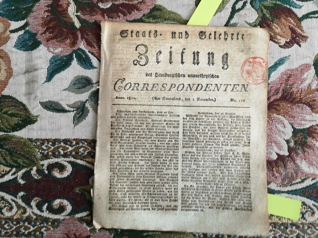 1811 Zeitung  Hamburg 176 Dagerost Seegefecht Hans Peter Holm Dänemark Grönland