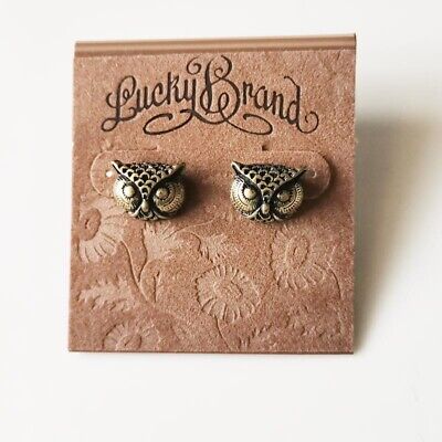 New Lucky Brand Owl Head Stud Earrings Gift Vintage Women Party Holiday Jewelry