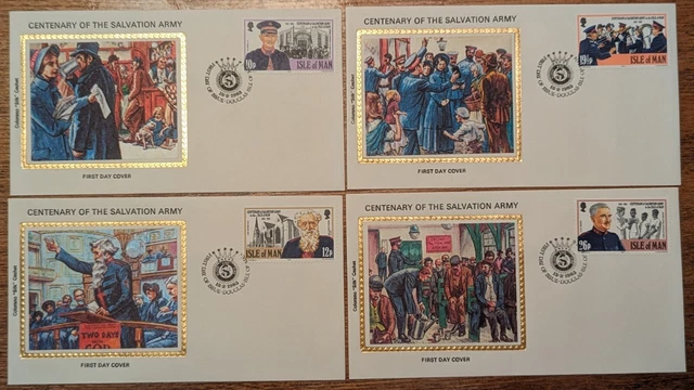 Isle of Man 1983 #240-3 Centenary of The Salvation Army Colorano Silk Cachet FDC