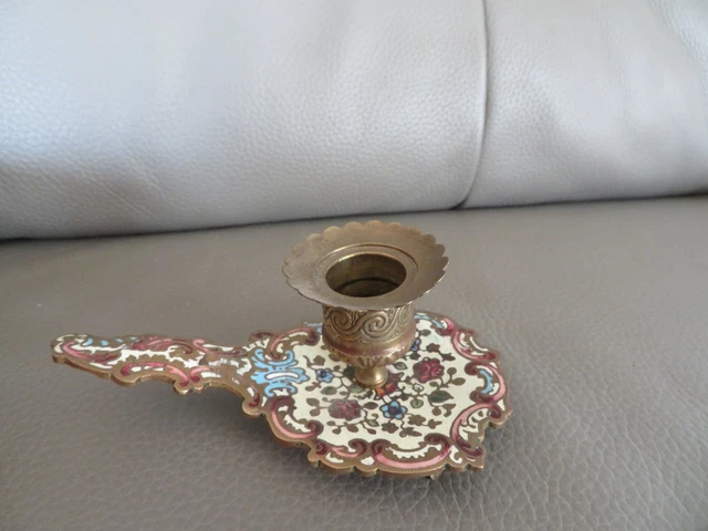 Bougeoir à Main Ancien En Bronze – Forme Coquille – Peut Servir De Cendrier – TBE