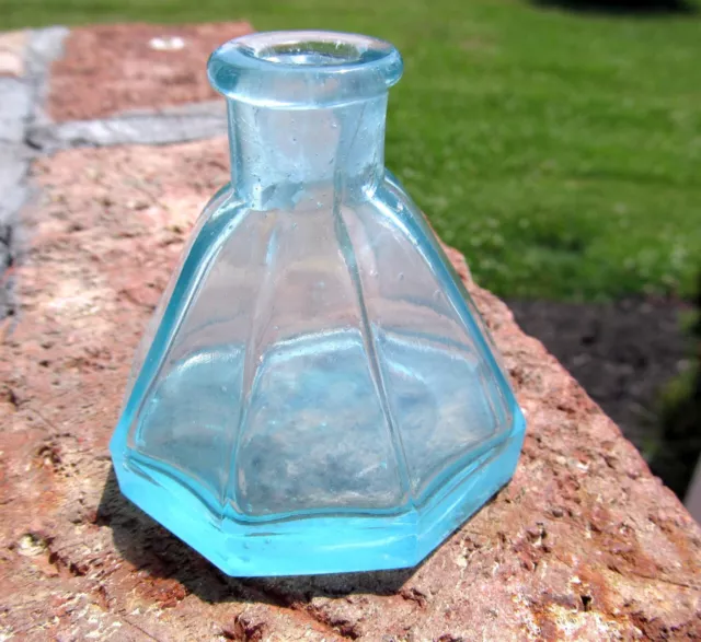 Civil War Era 8 Sided Umbrella Ink Bottle Privy Dug - Clean