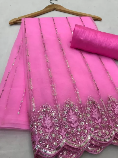 Saree Party Sari Bollywood Wear Wedding Pakistani Designer Indian Blouse Ethnic