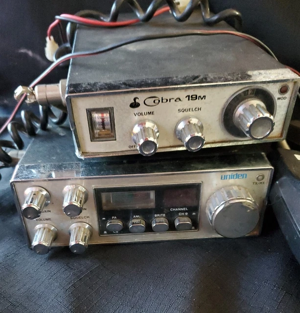 LOT OF 2 Vintage Mobile CB Radio Transceiver Cobra And Uniden Trucker
