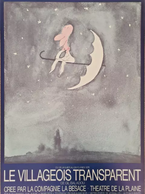 Desclozeaux  – Le Villageois Transparent –Original Theater Poster – Affiche 1976