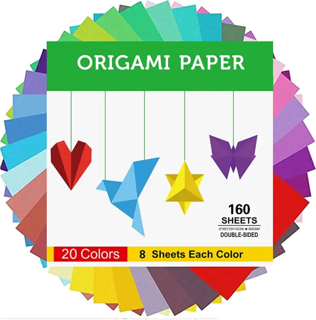 Hapray Origami Paper 20 Vivid Colors Double-Sided 200 Sheets