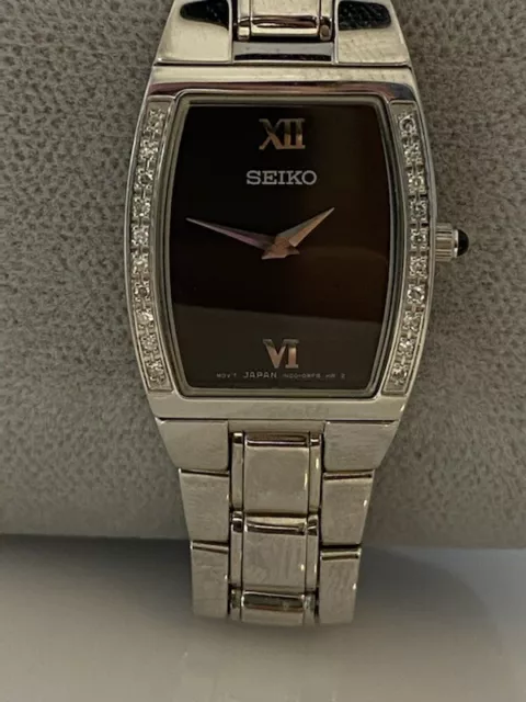 Seiko Women's Watch Black Dial Diamond Bezel SUJE79 NEW