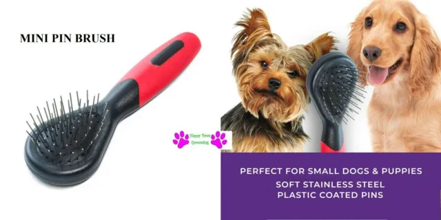 PAW BROTHERS PRO MINI SOFT PIN BRUSH-Stainless Steel PET Grooming DOG CAT