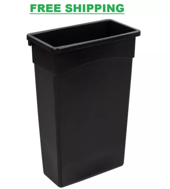 23 Gallon Heavy-Duty Black Wall Hugger Tall Restaurant Kitchen Trash Can Home
