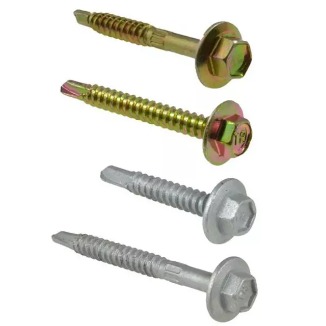 8g (4.2mm) HEX METAL Self Drilling Screw Tek Roofing Galvanised Zinc Yellow