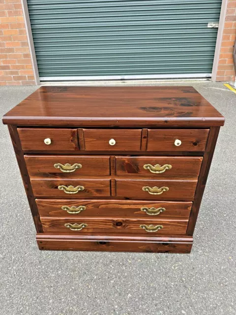 Beautiful Antiqued Vintage  Solid Old Tavern Pine Three Drawers Chest of Drawers