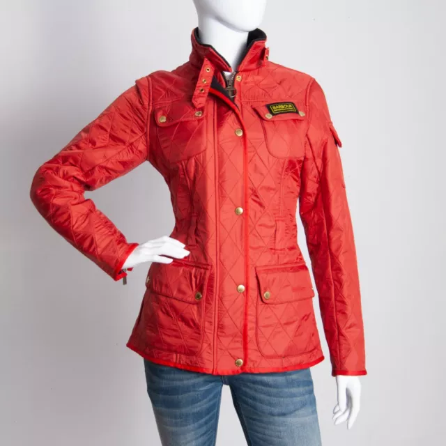 Barbour Women's International Red Quilted Jacket UK 10 US 6 EU 36 Quilt Fleece