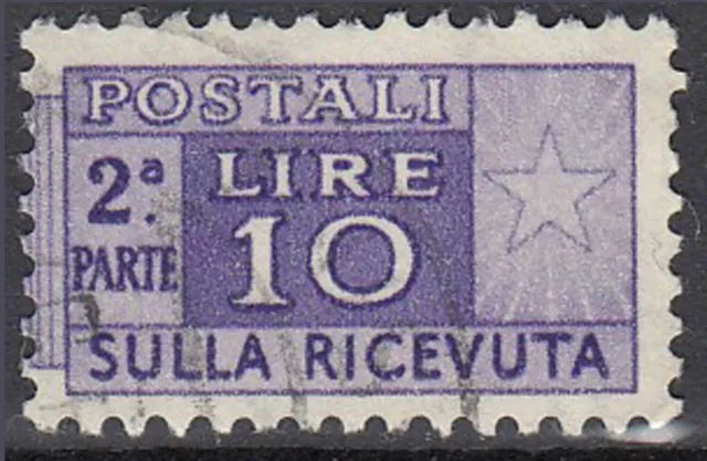 Italien gestempelt 10 Lire Postali Sulla Ricevuta Stern Italien gestempelt / 200