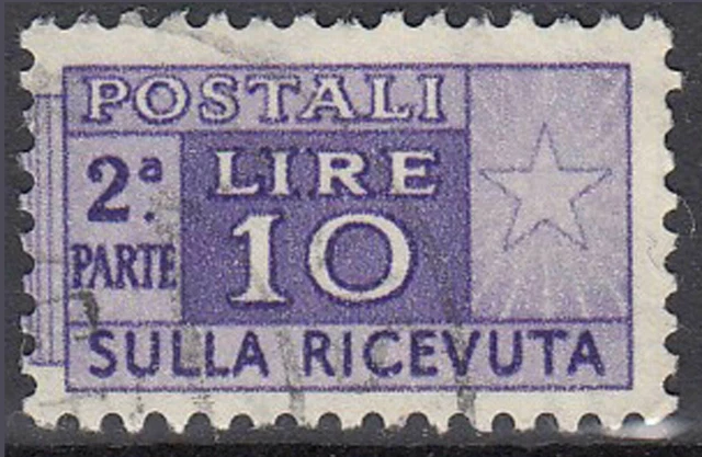 Italien gestempelt 10 Lire Postali Sulla Ricevuta Stern Italien gestempelt / 200