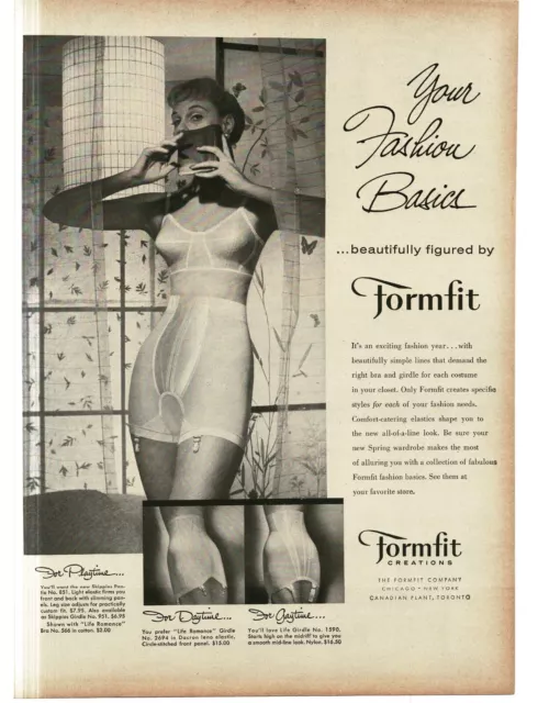 1951 VINTAGE LINGERIE AD BESTFORM Girdle and Bra Pinup style art