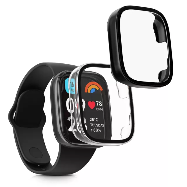 2x Coque cadre écran compatible avec Xiaomi Redmi Watch 3 Active Redmi Watch 3