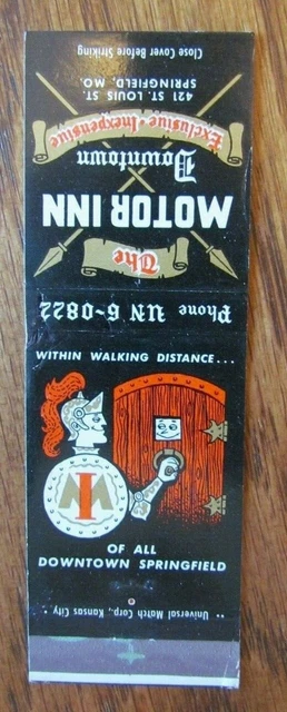 Knight On Matchbook Matchcover: Downtown Motor Inn (Springfield, Missouri) -E13