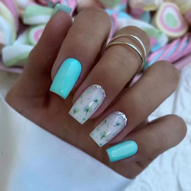 Long Square Fake Nials French Press on Nails New False Nails  Women Girls
