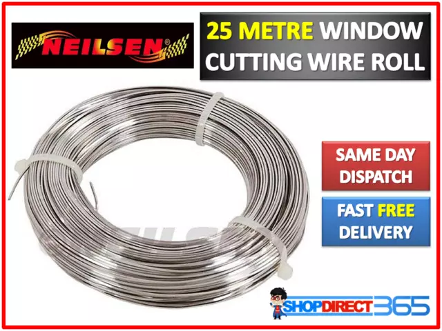 25M Bonded Square Window Windscreen Cutting Out Wire 25 Metres Stainless #Ct4056