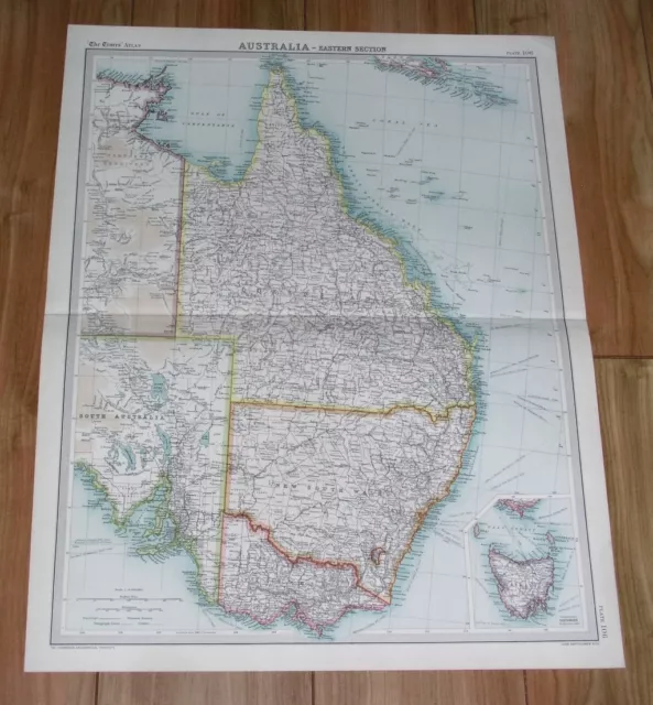 1922 Original Map Of Eastern Australia Melbourne Sydney Canberra Queensland