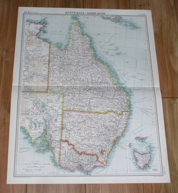 1922 Original Map Of Eastern Australia Melbourne Sydney Canberra Queensland