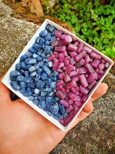 Natural Unheated CERTIFIED Ruby Raw & Sapphire Loose Gemstone Rough Mix 500 Ct