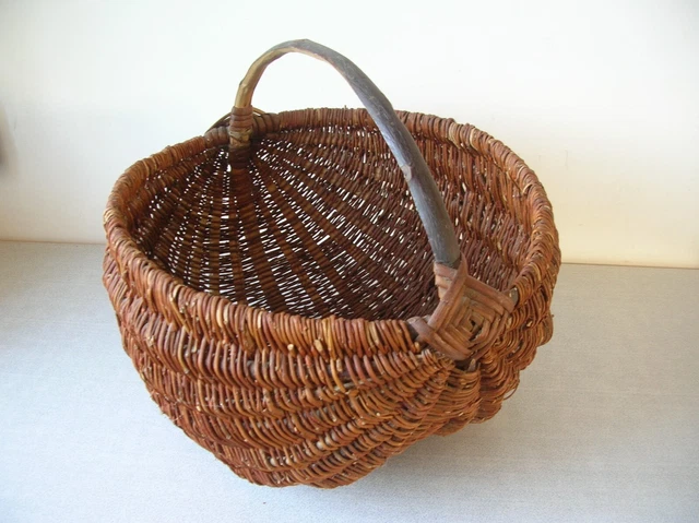 Petit Panier En Osier Vintage Avec Poignée - Décoratif Et Cosy - 31x25x14 Cm