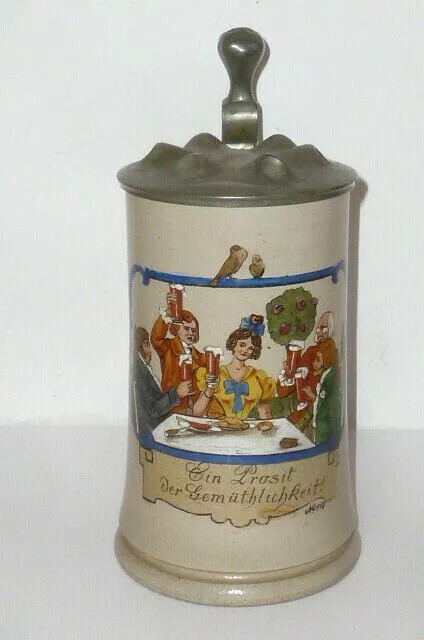 Alter Franz Ringer Bierkrug Krug beerstein stein Reservistenkrug Jugendstil FR ?