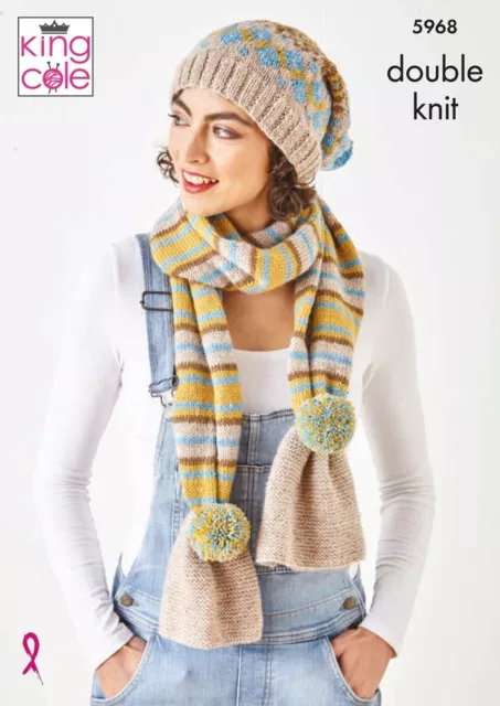King Cole Strickmuster 5968 DK Damen Mütze, Schal und Handwärmer