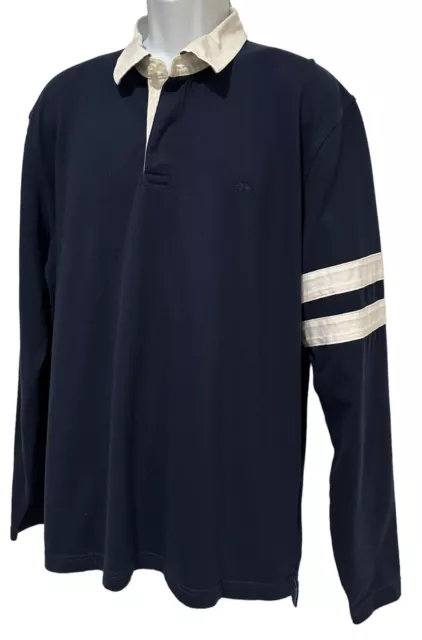 BROOKS BROTHERS MENS Shirt Rugby Navy Blue Long Sleeve Collared Logo XL ...
