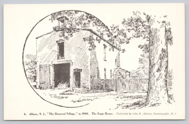 The Deserted Village The Stage House Allaire New Jersey Lithograph Postcard