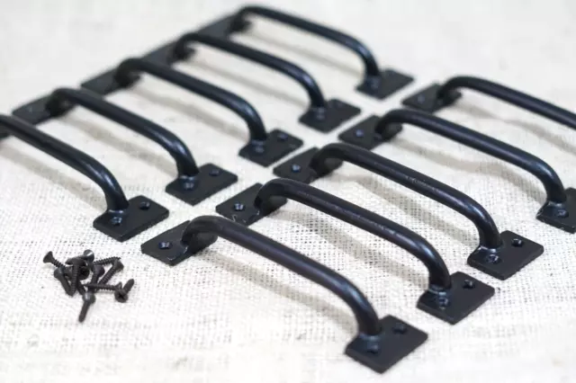 10 Drawer Pulls Black Style Cabinet Handles Grasp Door 6"  Kitchen Window Pull