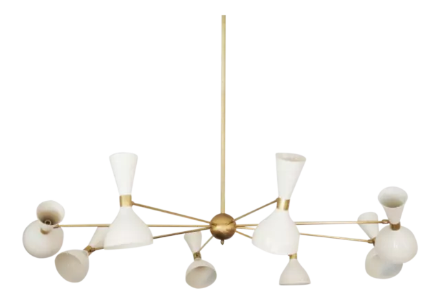 Huge Italian Chandelier Style Stilnovo Mid Century 8 Arms Sputnik Ceiling Lights