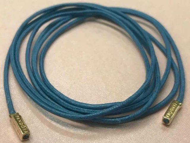 PANDORA 14K Gold Blue Lariat Cord Necklace New 350960Cbe 100